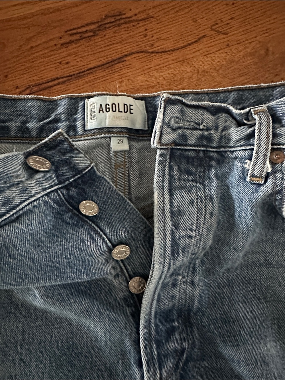 Agolde Fran Cuffed Jeans in Medium Blue Wash - Picture 4 of 7